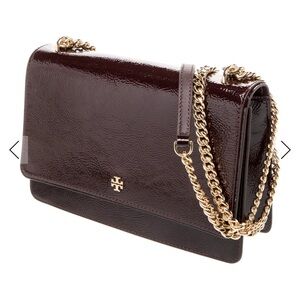 Tory Burch Patent Leather Chain Shoulder Bag & Wallet SET